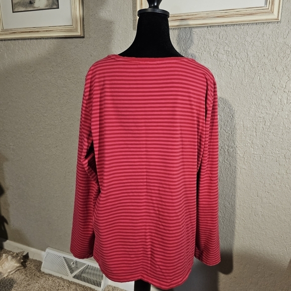 Christopher &‎ Banks Womens XL Red Striped Llama Long Sleeve T Shirt Top - Picture 5 of 10